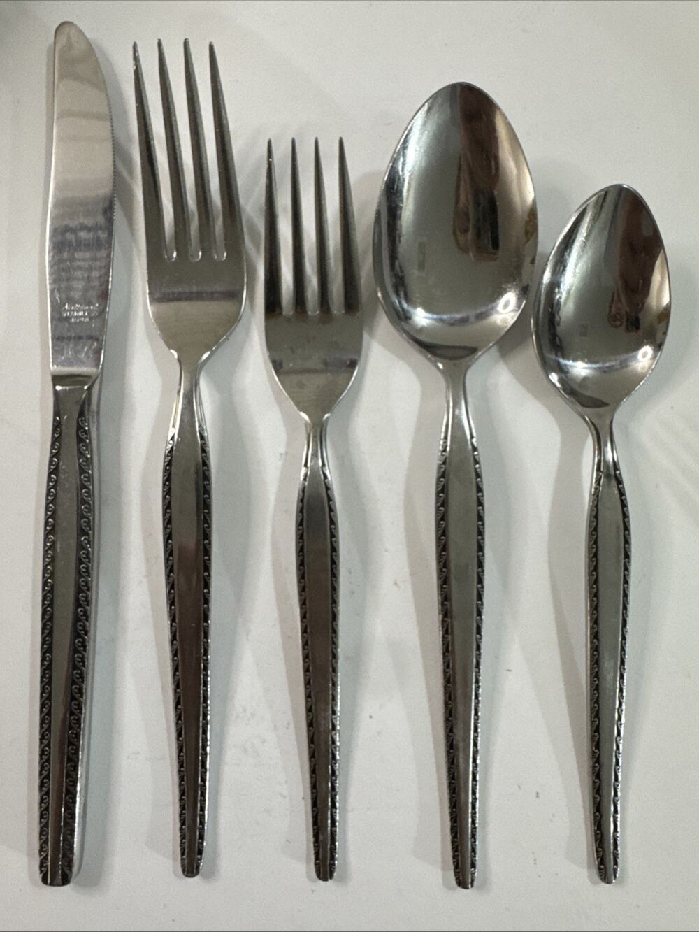 Vintage National Stainless GRANADA Flatware Set 35 Pc MCM Silverware - 7 Place